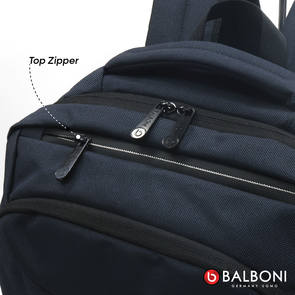 Balboni 13S4DL2011 Travel Laptop Backpack – Water-Resistant, USB Charging Port, Large-Capacity (Ash Grey/Steel Blue)