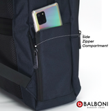 Balboni 13S4DL2011 Travel Laptop Backpack – Water-Resistant, USB Charging Port, Large-Capacity (Ash Grey/Steel Blue)