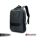 Balboni 13S4DLCA02 Business Travel Laptop Backpack – Water-Resistant, USB Charging, 16" Laptop Compartment (Ash Grey/Matte Black/Khaki Green)