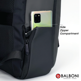 Balboni 13S4DLCA02 Business Travel Laptop Backpack – Water-Resistant, USB Charging, 16" Laptop Compartment (Ash Grey/Matte Black/Khaki Green)
