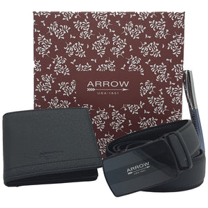 Arrow Men Gift Set Genuine Leather Wallet and Auto Buckle Belt plus FREE Arrow Leather Sling Bag