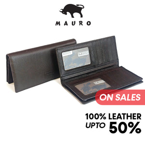 MAURO OFFER Genuine Men's Leather Long Wallet for Man Wallet Dompet Panjang Lelaki Dompet Lelaki Tinggi