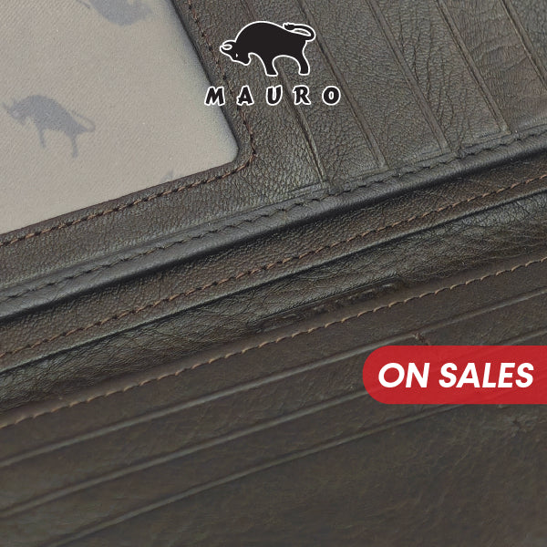 MAURO OFFER Genuine Men's Leather Long Wallet for Man Wallet Dompet Panjang Lelaki Dompet Lelaki Tinggi