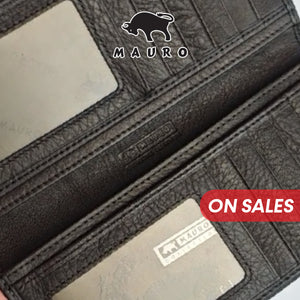 MAURO OFFER Genuine Men's Leather Long Wallet for Man Wallet Dompet Panjang Lelaki Dompet Lelaki Tinggi