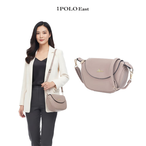 iPolo East Pebbled Synthetic Leather Ladies Everyday Essential Crossbody Saddle Bag
