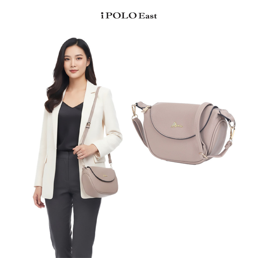 iPolo East Pebbled Synthetic Leather Ladies Everyday Essential Crossbody Saddle Bag