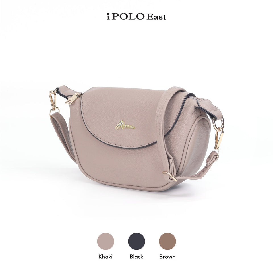 iPolo East Pebbled Synthetic Leather Ladies Everyday Essential Crossbody Saddle Bag