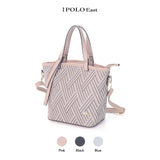 iPolo East Synthetic Leather Ladies Pixel Weave Convertible Handbag