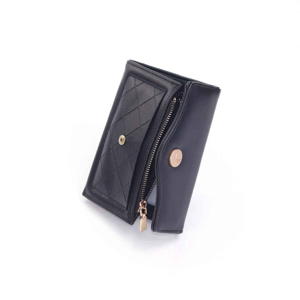 iPolo East Synthetic Leather Ladies Quilted Multi Compartment Medium Purse Wallet