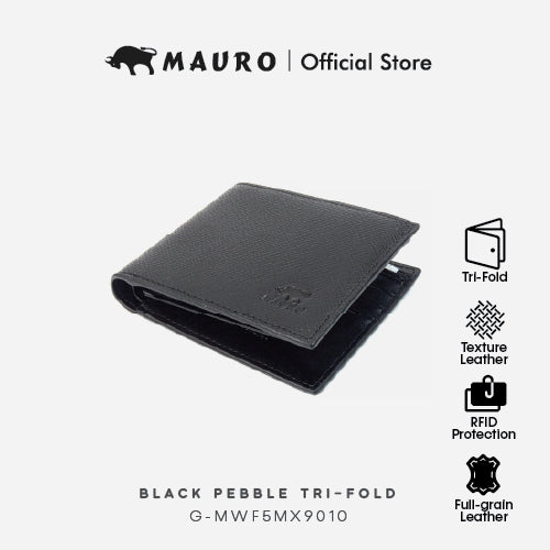 Mauro Genuine Leather Tri Fold Compact Wallet with RFID Block Protection