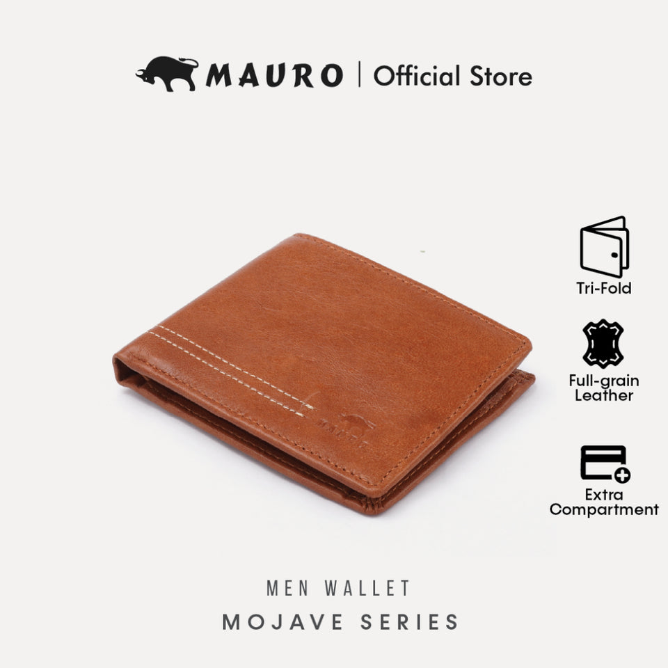 MAURO Tradesman Trifold Series Men's Genuine Leather Wallet Dompet Kulit Lelaki 08J4DP239A