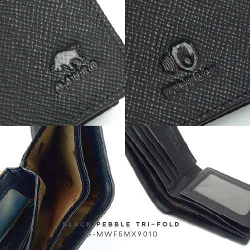 Mauro Genuine Leather Tri Fold Compact Wallet with RFID Block Protection