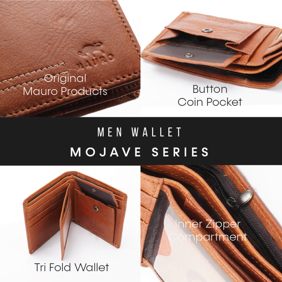 MAURO Tradesman Trifold Series Men's Genuine Leather Wallet Dompet Kulit Lelaki 08J4DP239A