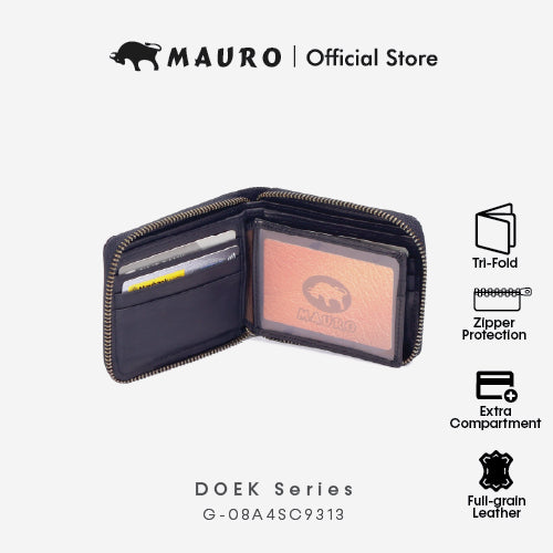 MAURO Serge Series Men's Genuine Leather Zip Wallet Dompet Kulit Lelaki 08A4SC9313