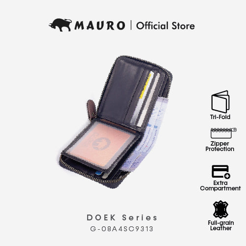 MAURO Serge Series Men's Genuine Leather Zip Wallet Dompet Kulit Lelaki 08A4SC9313