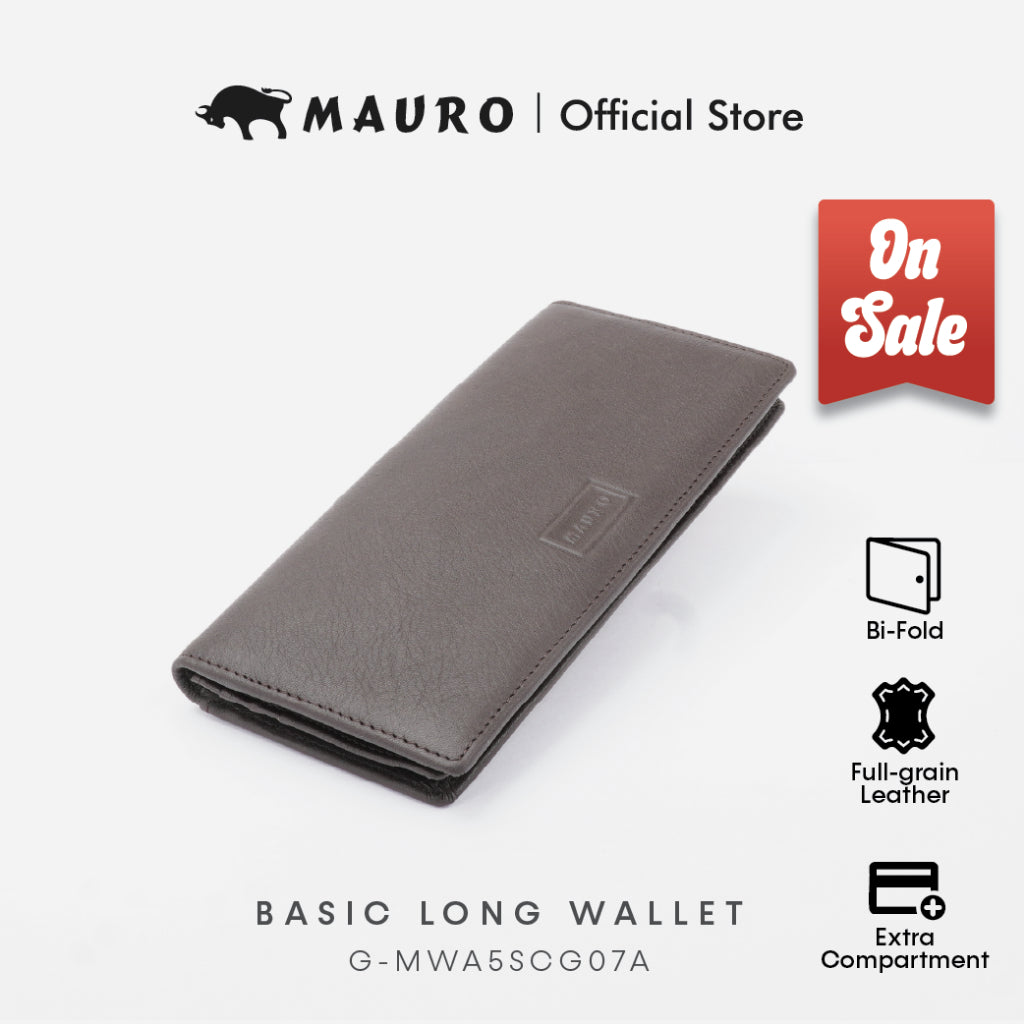 MAURO OFFER Genuine Men's Leather Long Wallet for Man Wallet Dompet Panjang Lelaki Dompet Lelaki Tinggi G-MWA5SCG07A