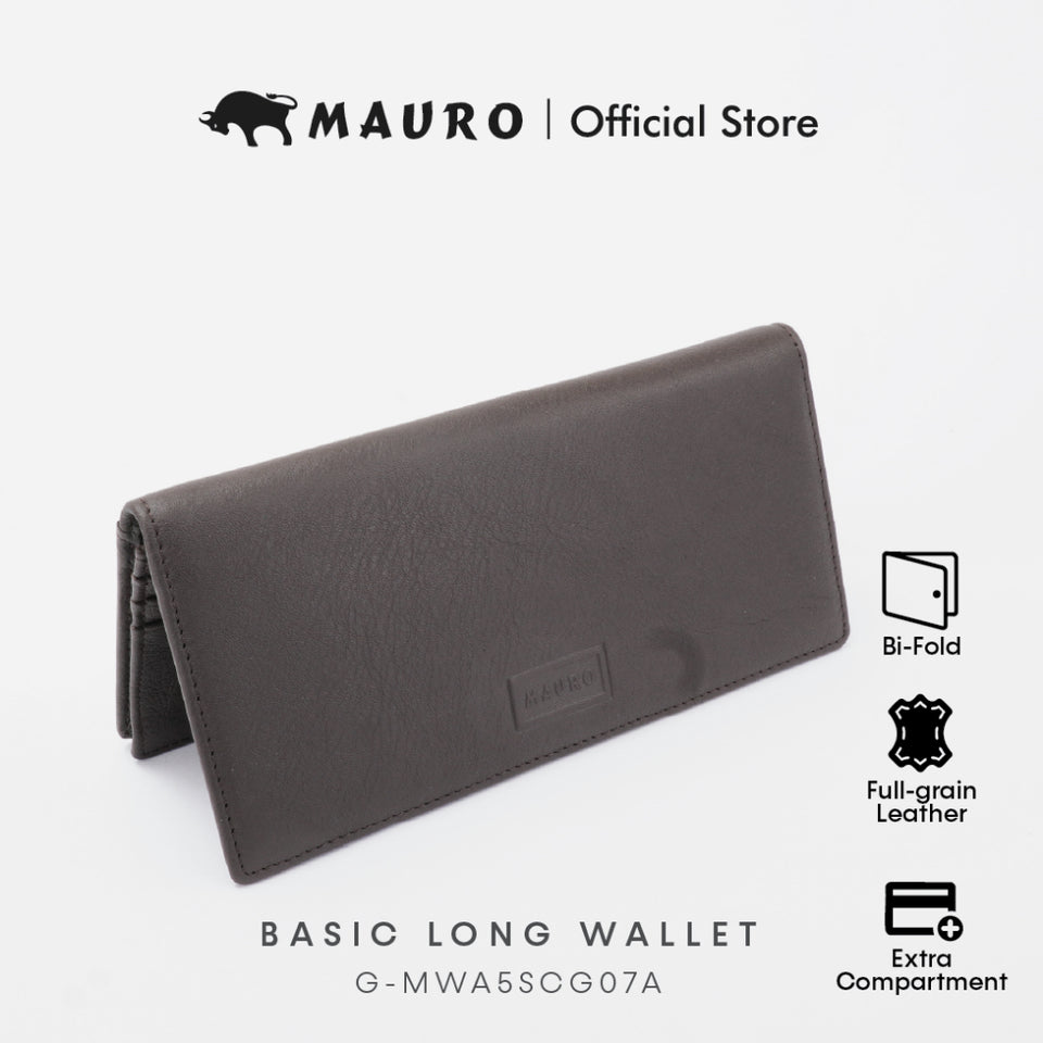 MAURO OFFER Genuine Men's Leather Long Wallet for Man Wallet Dompet Panjang Lelaki Dompet Lelaki Tinggi G-MWA5SCG07A