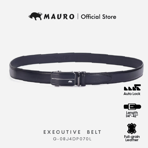 Mauro Men Cow Hide Genuine Leather Adjustable Auto Buckle Long Belt for Plus Size G-08J4DP070L