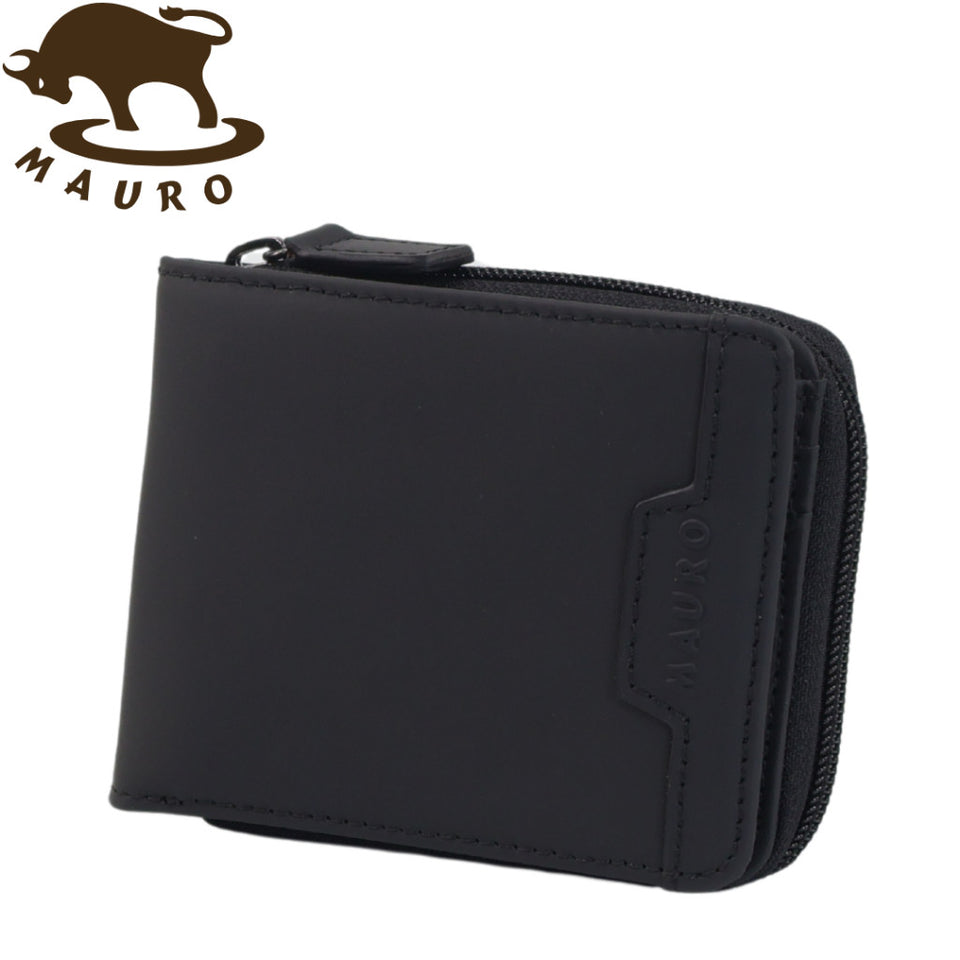 Mauro Men Genuine Leather Men Tri Fold Zipper Multi Compartment Wallet with RFID Protection