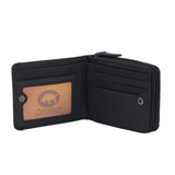 Mauro Men Genuine Leather Men Tri Fold Zipper Multi Compartment Wallet with RFID Protection