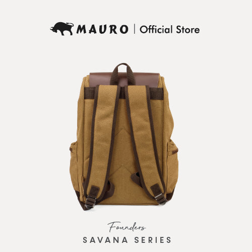 MAURO Vintage Canvas Leather Backpack 28L Travel Laptop Bag Beg Galas Retro Kulit Canvas Beg Kerja Stylish Beg Computer