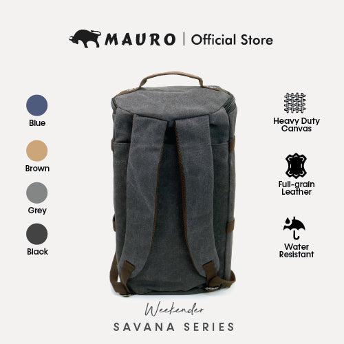 MAURO Weekender Vintage Canvas Leather Backpack 34L Travel Bag Baju Beg Retro Canvas Beg Backpacl Kerja Beg Computer