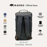 MAURO Weekender Vintage Canvas Leather Backpack 34L Travel Bag Baju Beg Retro Canvas Beg Backpacl Kerja Beg Computer