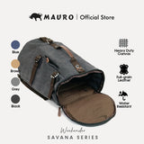 MAURO Weekender Vintage Canvas Leather Backpack 34L Travel Bag Baju Beg Retro Canvas Beg Backpacl Kerja Beg Computer
