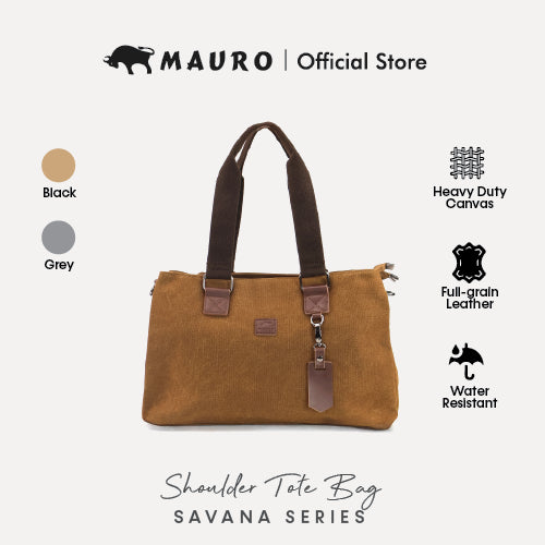 MAURO Shoulder Bag Vintage Canvas Bag Beg Galas Retro Kulit Canvas Beg Kerja Stylish Beg