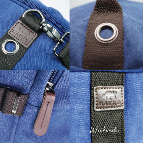 MAURO Weekender Vintage Canvas Leather Backpack 34L Travel Bag Baju Beg Retro Canvas Beg Backpacl Kerja Beg Computer