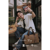 MAURO Shoulder Bag Vintage Canvas Bag Beg Galas Retro Kulit Canvas Beg Kerja Stylish Beg