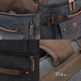 MAURO Riders Vintage Canvas Leather Backpack 31L Travel Bag Baju Beg Retro Canvas Beg Backpack Kerja Beg Travelling