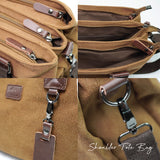 MAURO Shoulder Bag Vintage Canvas Bag Beg Galas Retro Kulit Canvas Beg Kerja Stylish Beg