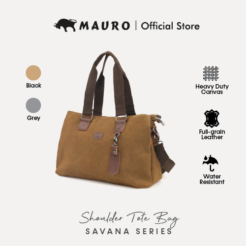 MAURO Shoulder Bag Vintage Canvas Bag Beg Galas Retro Kulit Canvas Beg Kerja Stylish Beg