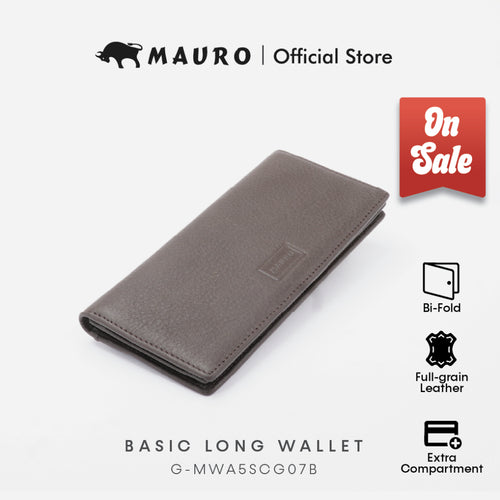 MAURO OFFER Genuine Men's Leather Long Wallet for Man Wallet Dompet Panjang Lelaki Dompet Lelaki Tinggi G-MWA5SCG07B