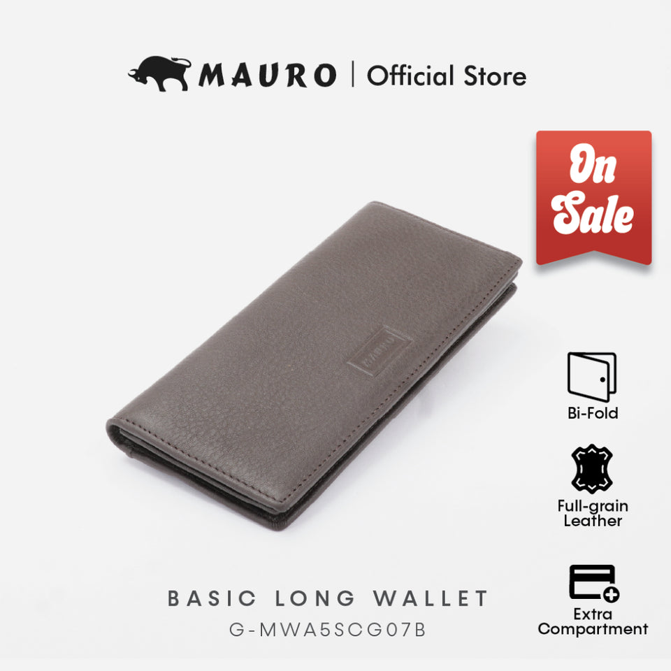 MAURO OFFER Genuine Men's Leather Long Wallet for Man Wallet Dompet Panjang Lelaki Dompet Lelaki Tinggi G-MWA5SCG07B