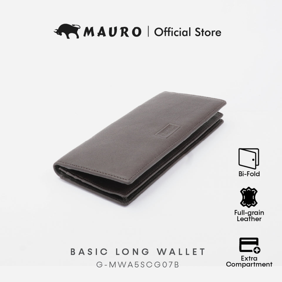 MAURO OFFER Genuine Men's Leather Long Wallet for Man Wallet Dompet Panjang Lelaki Dompet Lelaki Tinggi G-MWA5SCG07B