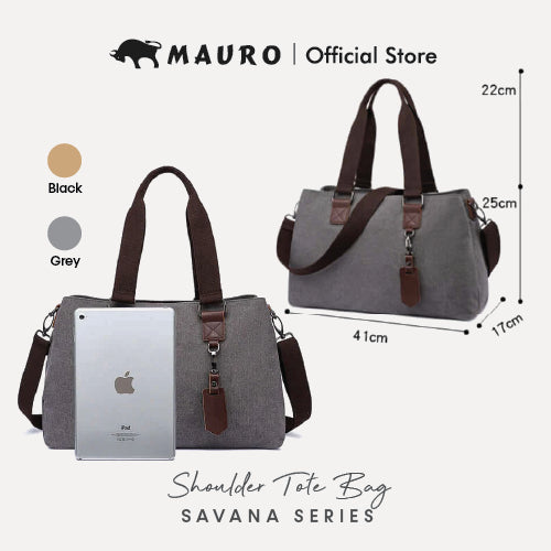 MAURO Shoulder Bag Vintage Canvas Bag Beg Galas Retro Kulit Canvas Beg Kerja Stylish Beg