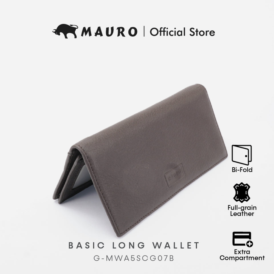 MAURO OFFER Genuine Men's Leather Long Wallet for Man Wallet Dompet Panjang Lelaki Dompet Lelaki Tinggi G-MWA5SCG07B