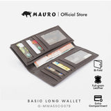 MAURO OFFER Genuine Men's Leather Long Wallet for Man Wallet Dompet Panjang Lelaki Dompet Lelaki Tinggi G-MWA5SCG07B
