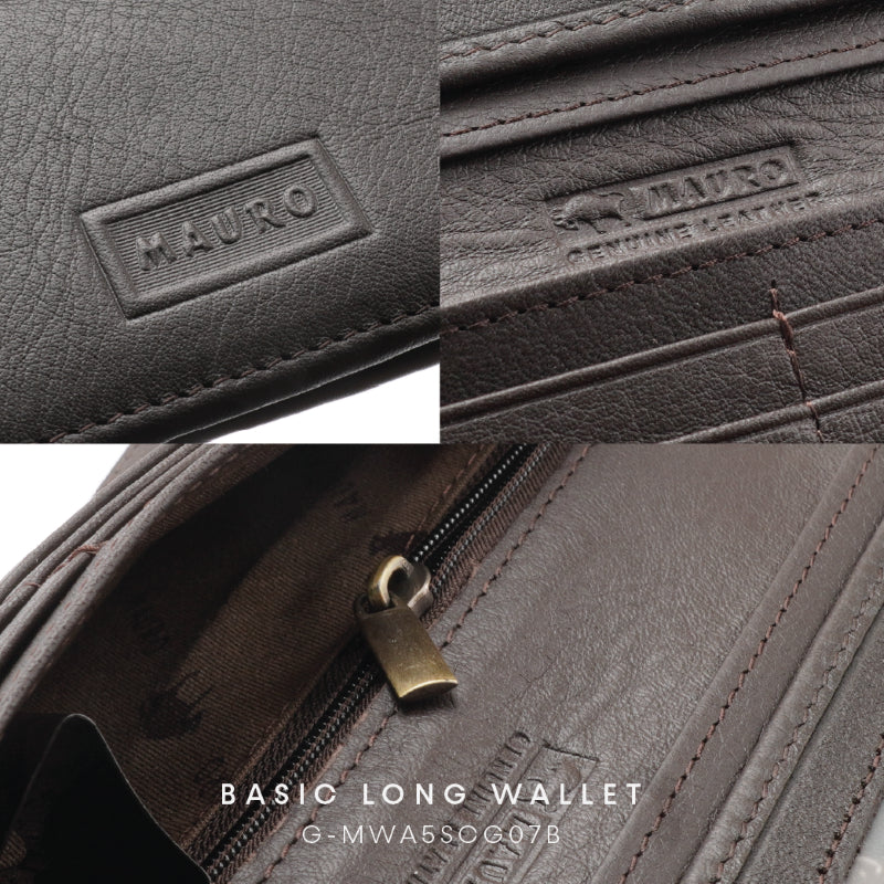 MAURO OFFER Genuine Men's Leather Long Wallet for Man Wallet Dompet Panjang Lelaki Dompet Lelaki Tinggi G-MWA5SCG07B