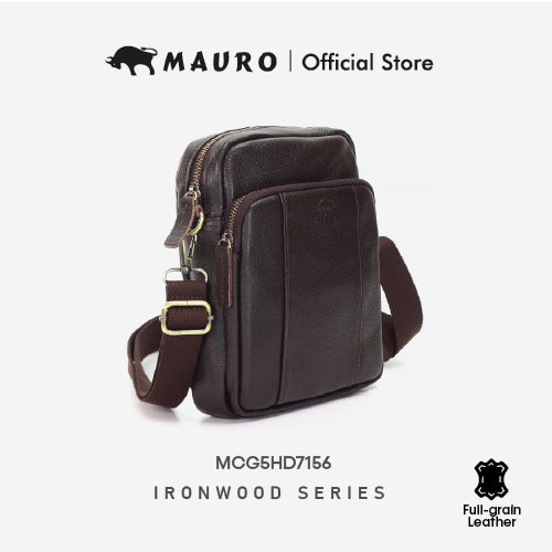 Mauro Men's Genuine Leather Crossbody – Man Sling Bag Crossbody Organized & Professional Carry Beg Silang Lelaki