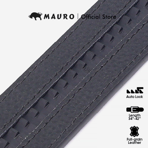 Mauro 100% Pure Leather Men's Belt Auto Buckle, Man Leather Belt Tali Pinggang Lelaki Kulit Asli Tahan Lasak