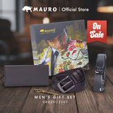 MAURO Giftset 3 in 1 Leather Wallet & Belt Gift Set for Men Hadiah Dompet & Tali Pinggang Kulit Set Kombo Hadiah Lelaki