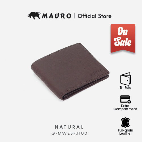 MAURO Men Leather Wallet 3 Fold Wallet Lightweight 100% Leather Dompet Lelaki Kulit Original Kulit Lembu G-MWE5FJ100