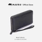 Mauro Men’s Long Wallet Zipper Closure Wrist Strap 12 Card Slots, Large Capacity Dompet Kulit Lelaki Asli G-MWF5JX239B