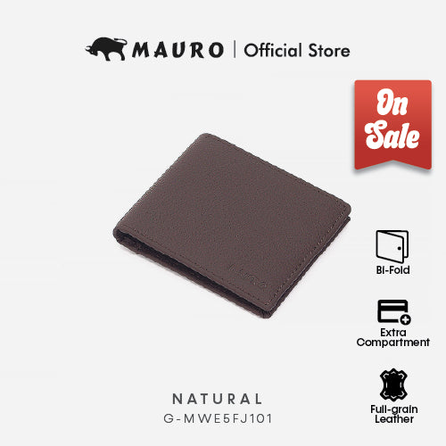 MAURO Natural Men's Genuine Leather Wallet Dompet Kulit Lelaki G-MWE5FJ101