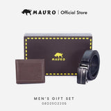 Mauro Men's Leather Gift Set Wallet & Belt - Dompet & Tali Pinggang Kulit Asli | Hadiah Lelaki Elegan & Premium 2 in 1