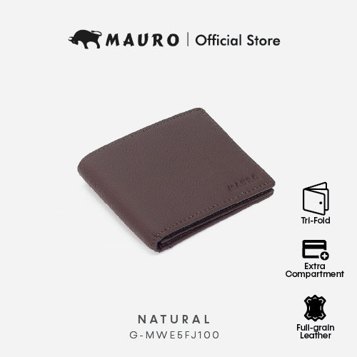 MAURO Men Leather Wallet 3 Fold Wallet Lightweight 100% Leather Dompet Lelaki Kulit Original Kulit Lembu G-MWE5FJ100