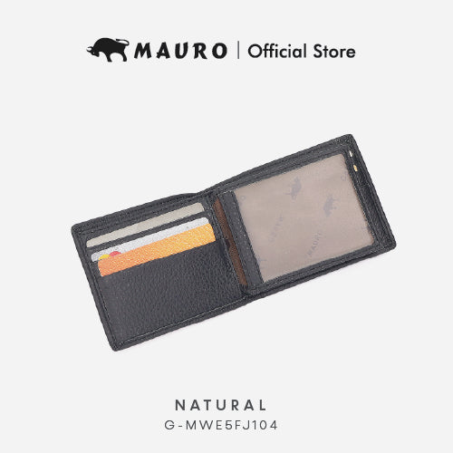 Mauro Slim Men's Bi-Fold Wallet - Genuine Leather, 9 Card Slots, Double Pockets Dompet Lelaki Kulit Asli G-MWE5FJ104